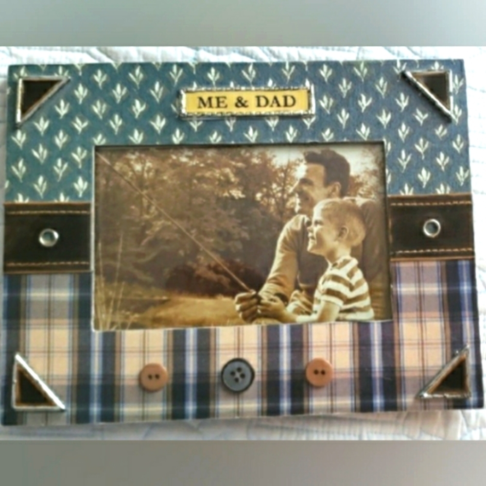 Dad Photo Frame Plaid and Blue 'Me & Dad' Father Picture